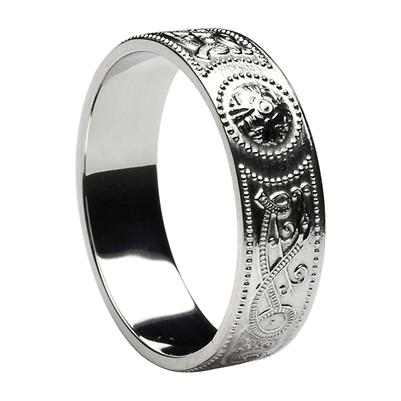 Sterling Silver Warrior Shield Men's Celtic Wedding Ring 6mm (Polished Finish)