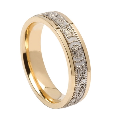14k White Gold Unisex Warrior Shield Celtic Wedding Ring 5mm