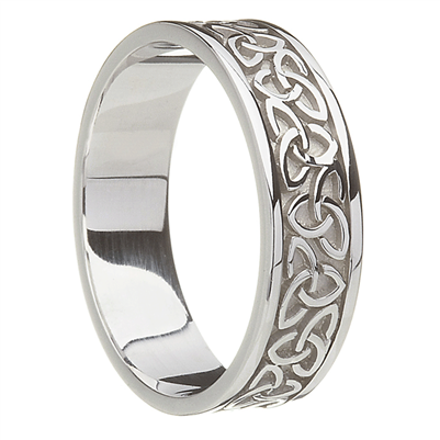 10k White Gold Unisex Solid Trinity Knot Celtic Wedding Ring 7.2mm