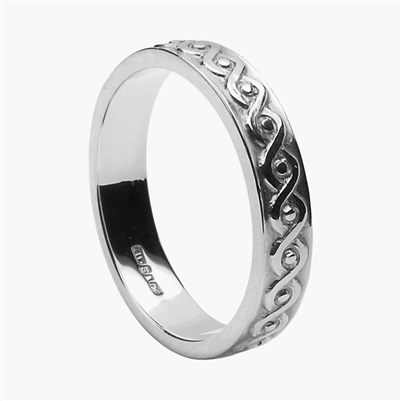 Sterling Silver Ladies Celtic Weaves Wedding Ring 3.8mm