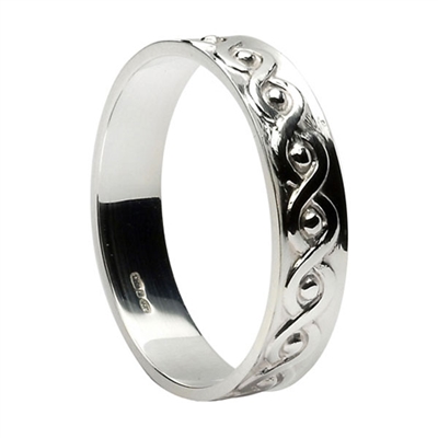 10k White Gold Men's Celtic Weaves Wedding Ring 5mm