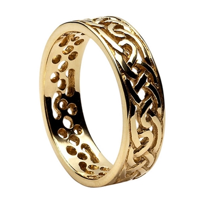 10k Yellow Gold Men's Filagree Celtic Knots Wedding Ring 6.9mm