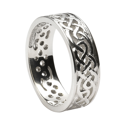 Sterling Silver Men's Filagree Celtic Knots Wedding Ring 6.9mm