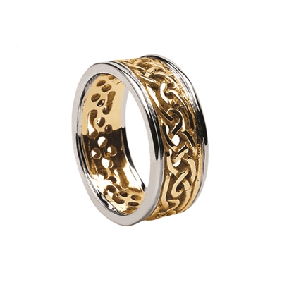 10k Yellow Gold Men's Filigree Celtic Knots Wedding Ring 9.3mm