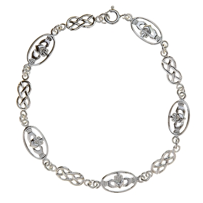 Sterling Silver Claddagh & Celtic Knots Bracelet