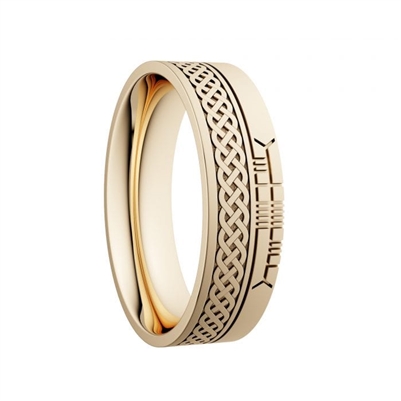 10k Yellow Gold Unisex "Celtic Knots" Dual Celtic Designs Wedding Ring 7mm