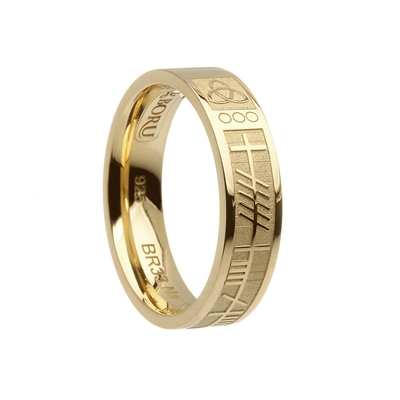10k Yellow Gold Ogham Celtic Wedding Ring 5.2mm