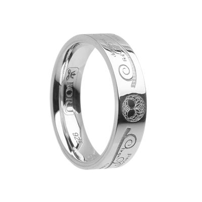 10k White Gold Unisex "Tree of Life" Celtic Wedding Ring 5.2mm