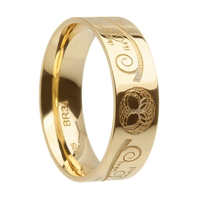 10k Yellow Gold Wide Tree of Life Celtic Wedding Ring 7.2mm