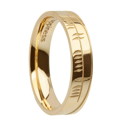 10k Yellow Gold Ogham Celtic Wedding Ring 5.2mm