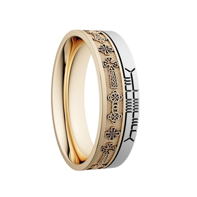10k Gold Unisex "Celtic Cross" Dual Celtic Designs Wedding Ring 7mm