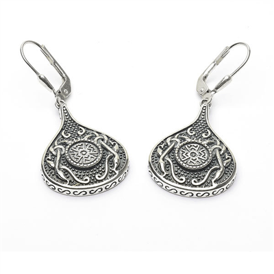 Sterling Silver (Oxidised) Teardrop Contemporary Celtic Earrings