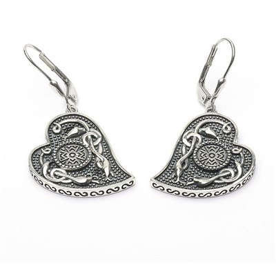 Sterling Silver (Oxidised) Heart Contemporary Celtic Earrings