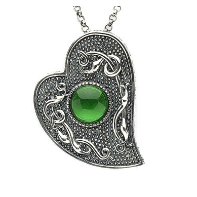 Sterling Silver Oxidised & Glass Heart Contemporary Celtic Pendant