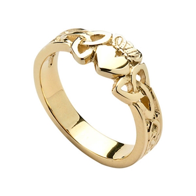 10k Yellow Gold Trinity Knot Ladies Claddagh Ring 6.7mm