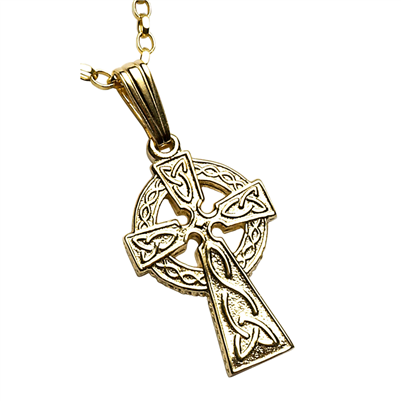 14k Yellow Gold Small 2 Sided Celtic Cross 18.4mm