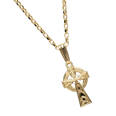 10k Yellow Gold Extra Small 2 Sided Celtic Cross 14mm