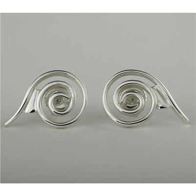 Sterling Silver Contemporary Newgrange Spirals Celtic Stud Earrings