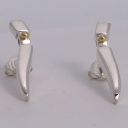 Sterling Silver & 9k Yellow Gold Beads Contemporary Celtic Stud Earrings