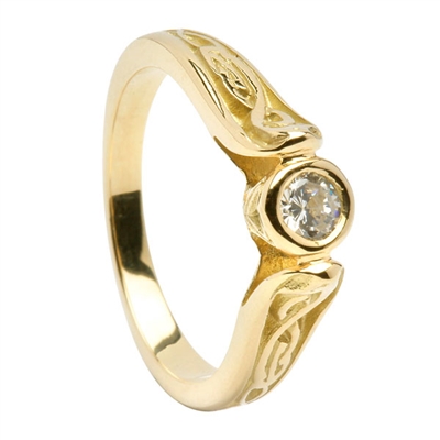 14k Yellow Gold Diamond 0.25cts Le Cheile Celtic Engagement Ring