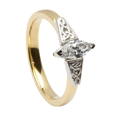 14k Yellow Gold Marquise Diamond 0.50cts Trinity Knot Celtic Engagement Ring