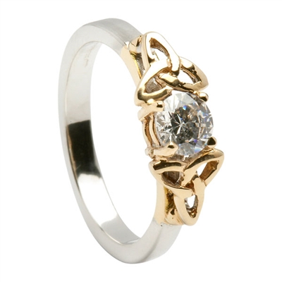 14k White Gold Diamond 0.50cts Trinity Knot Celtic Engagement Ring