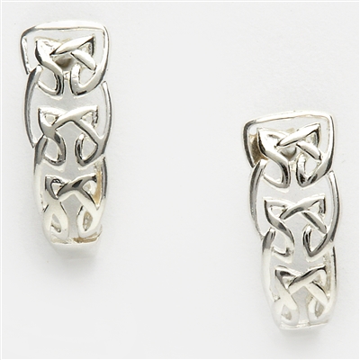 Sterling Silver Long Celtic Knot Stud Earrings