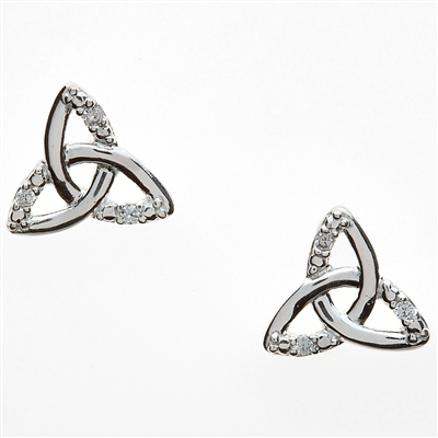 Sterling Silver CZ Trinity Knot Celtic Stud Earrings