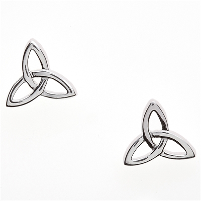 Sterling Silver Thin Trinity Knot Celtic Stud Earrings