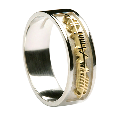 Sterling Silver & 18k Yellow Gold Ogham "My Soul Mate" Celtic Ring