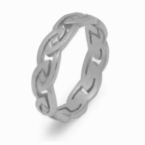 14k White Gold Men's Celtic Knots Celtic Wedding Ring 6.3mm