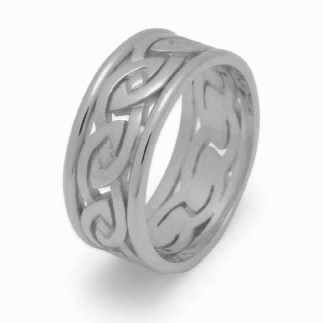 14k White Gold Men's Celtic Knots Celtic Wedding Ring 8.8mm
