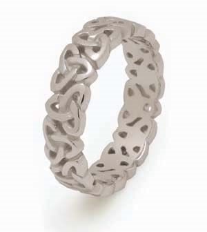 14k White Gold Men's Open Trinity Knot Celtic Wedding Ring 5.5mm