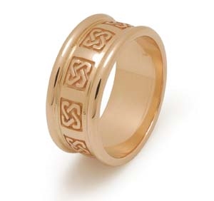 14k Yellow Gold Men's Heavy Celtic Knots Celtic Wedding Ring 8.6m