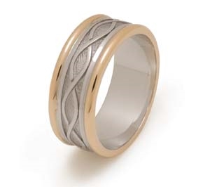 14k White Gold Men's Heavy Celtic Weaves Wedding Ring 8.4mm