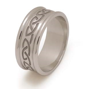 14k White Gold Men's Heavy Celtic Knots Celtic Wedding Ring 8.7m