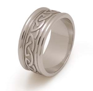 14k White Gold Men's Heavy Celtic Knots Celtic Wedding Ring 8.6m