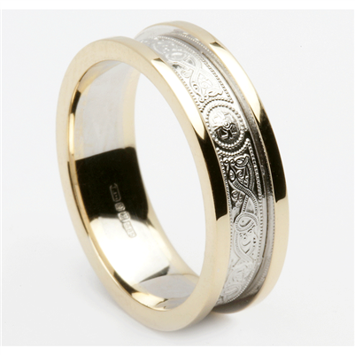14k White Gold Ardagh Men's Celtic Wedding Ring 6.4mm