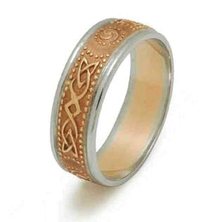 14k Yellow Gold Men's Ardagh Celtic Wedding Ring 7.4mm