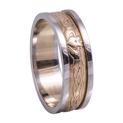14k Yellow Gold Ladies Claddagh Celtic Wedding Ring 6.9mm