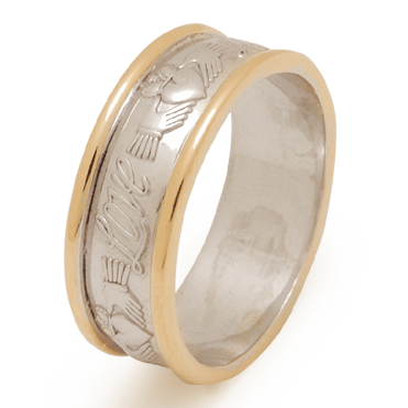 14k White Gold Ladies Claddagh Celtic Wedding Ring 6.9mm