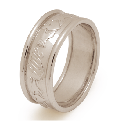 Platinum Gents Claddagh Wedding Ring 7.5mm  - Comfort Fit
