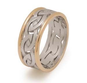 Sterling Silver & 10k Yellow Gold Ladies Heavy Celtic Knots Celtic Wedding 8.8mm