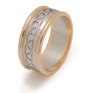 Sterling Silver & 10k Yellow Gold Men's Heavy Celtic Knots Celtic Wedding Ring 8.7mm
