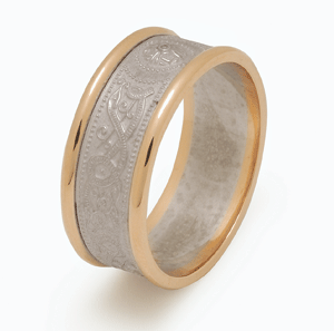 Sterling Silver & 10k Yellow Gold Men's Ardagh Celtic Wedding Ring 7.3mm