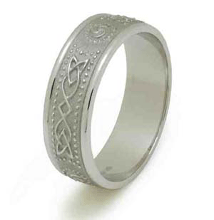 10k White Gold Men's Ardagh Celtic Wedding Ring 7.4mm