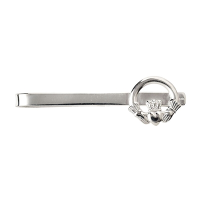 10k White Gold Large Claddagh Tie Bar