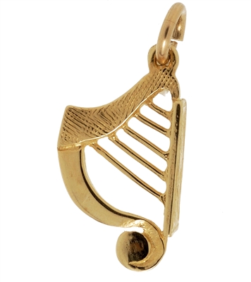 10k Yellow Gold Small Irish Harp Celtic Charm