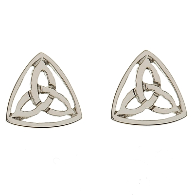 10k White Gold Small Trinity Knot Celtic Stud Earrings