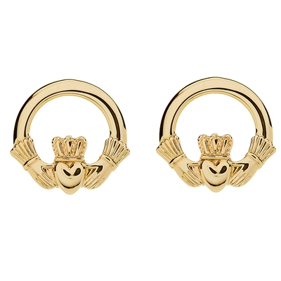 10k Yellow Gold Round Claddagh Earrings
